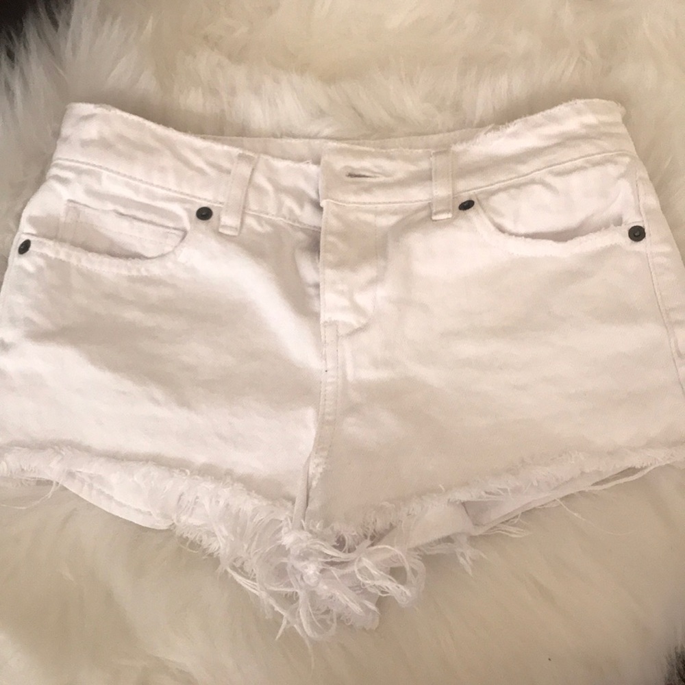 ASOS white denim distressed shorts